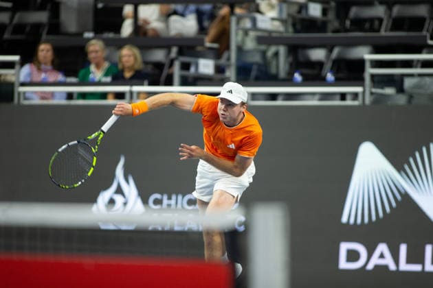 February 11, 2026, Frisco, Texas, USA: ALEJANDRO DAVIDOVICH FOKINA (ESP) serves during a menÃ¢â‚¬â ¢s singles match at 2026 Nexo Dallas Open at The Ford Center at The Star in Frisco, Texas.Alejandro Davidovich Fokina defeated Alex Michelson 6:4, 6:4. Frisco USA - ZUMAh193 20260211_zsp_h193_077 Copyright: xDanielxMcGregor-Huyerx
