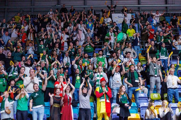 easycredit BBL, Frankfurt Skyliners VET CONCEPT Gladiators Trier, 11 02 2026 Cheering Trier fans Game of the easycredit BBL Frankfurt Skyliners VET CONCEPT Gladiators Trier on matchday 19 of the 25 26 season in the Süwag Energie ARENA on 11 02 2026 Copyright: xBEAUTIFULxSPORTS Hahnex