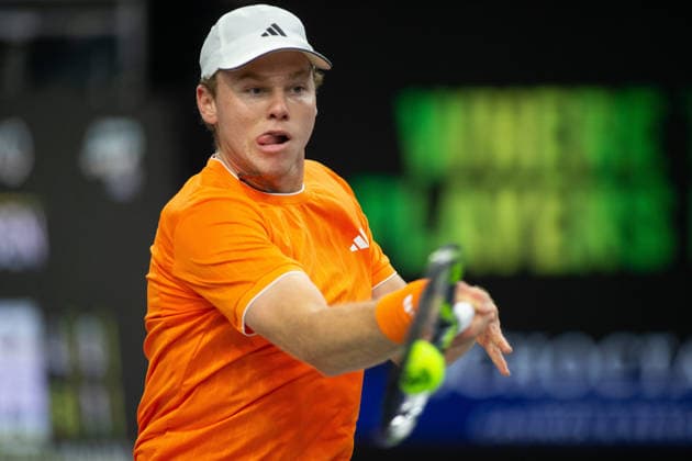 February 11, 2026, Frisco, Texas, USA: ALEJANDRO DAVIDOVICH FOKINA (ESP) hits the ball during a menÃ¢â‚¬â ¢s singles match at 2026 Nexo Dallas Open at The Ford Center at The Star in Frisco, Texas.Alejandro Davidovich Fokina defeated Alex Michelson 6:4, 6:4. Frisco USA - ZUMAh193 20260211_zsp_h193_081 Copyright: xDanielxMcGregor-Huyerx