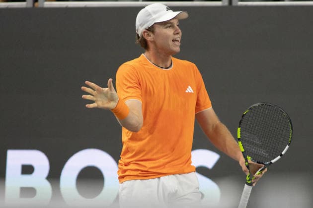 February 11, 2026, Frisco, Texas, USA: ALEX MICHELSEN (USA) reacts during a menÃ¢â‚¬â ¢s singles match at 2026 Nexo Dallas Open at The Ford Center at The Star in Frisco, Texas.Alejandro Davidovich Fokina defeated Alex Michelson 6:4, 6:4. Frisco USA - ZUMAh193 20260211_zsp_h193_085 Copyright: xDanielxMcGregor-Huyerx