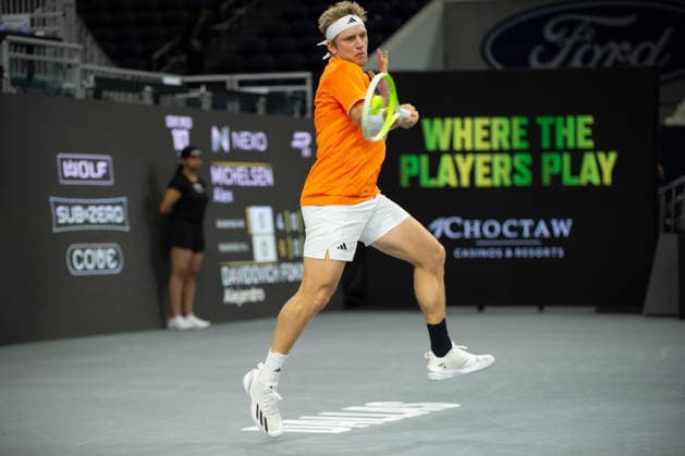 February 11, 2026, Frisco, Texas, USA: ALEJANDRO DAVIDOVICH FOKINA (ESP) hits the ball during a menÃ¢â‚¬â ¢s singles match at 2026 Nexo Dallas Open at The Ford Center at The Star in Frisco, Texas.Alejandro Davidovich Fokina defeated Alex Michelson 6:4, 6:4. Frisco USA - ZUMAh193 20260211_zsp_h193_091 Copyright: xDanielxMcGregor-Huyerx