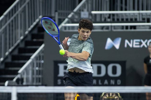 February 11, 2026, Frisco, Texas, USA: BEN SHELTON (USA) hits the ball during a menÃ¢â‚¬â ¢s doubles match at 2026 Nexo Dallas Open at The Ford Center at The Star in Frisco, Texas. Sadio Doumbia and Fabien Reboul defeated Aleksandr Kovacevic and Ben Shelton, 3:6, 6:3, 11:9. Frisco USA - ZUMAh193 20260211_zsp_h193_107 Copyright: xDanielxMcGregor-Huyerx