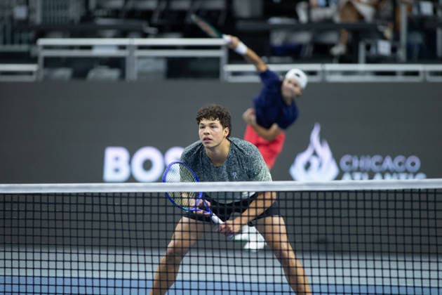 February 11, 2026, Frisco, Texas, USA: BEN SHELTON (USA) waits for the serve during a menÃ¢â‚¬â ¢s doubles match at 2026 Nexo Dallas Open at The Ford Center at The Star in Frisco, Texas. Sadio Doumbia and Fabien Reboul defeated Aleksandr Kovacevic and Ben Shelton, 3:6, 6:3, 11:9. Frisco USA - ZUMAh193 20260211_zsp_h193_111 Copyright: xDanielxMcGregor-Huyerx