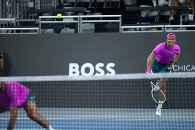 February 11, 2026, Frisco, Texas, USA: SADIO DOUMBIA (FRA) serves during a menÃ¢â‚¬â ¢s doubles match at 2026 Nexo Dallas Open at The Ford Center at The Star in Frisco, Texas. Sadio Doumbia and Fabien Reboul defeated Aleksandr Kovacevic and Ben Shelton, 3:6, 6:3, 11:9. Frisco USA - ZUMAh193 20260211_zsp_h193_112 Copyright: xDanielxMcGregor-Huyerx
