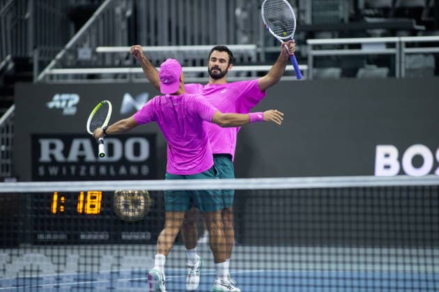 February 11, 2026, Frisco, Texas, USA: SADIO DOUMBIA (FRA) and FABIEN REBOUL (FRA) celebrate after winning a menÃ¢â‚¬â ¢s doubles match at 2026 Nexo Dallas Open at The Ford Center at The Star in Frisco, Texas. Sadio Doumbia and Fabien Reboul defeated Aleksandr Kovacevic and Ben Shelton, 3:6, 6:3, 11:9. Frisco USA - ZUMAh193 20260211_zsp_h193_120 Copyright: xDanielxMcGregor-Huyerx