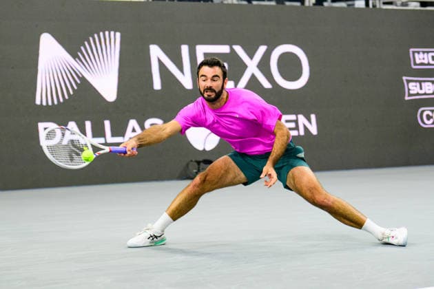 February 11, 2026, Frisco, Texas, USA: FABIEN REBOUL returns the ball during his doubles match against Ben Shelton & Aleksandar Kovacevic at the Dallas Open doubles quarterfinals. Sadio Doumbia & Fabien Reboul defeated Ben Shelton & Aleksandar Kovacevic in 3 sets. 3:6, 6:3 and 11:9. Frisco USA - ZUMAm348 20260211_znp_m348_016 Copyright: xLuisxRevillaxMatax