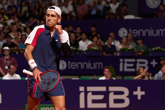 Alejandro Tabilo of Chile celebrates his second round victory over Joao Fonseca of Brazil of Argentina Open at Buenos Aires Lawn Tennis Club on February 11, 2026 in Buenos Aires, Argentina. (Photo by Camilla Stolen, Imago) Buenos Aires Buenos Aires Copyright: xCamillaxStolenx L1107294