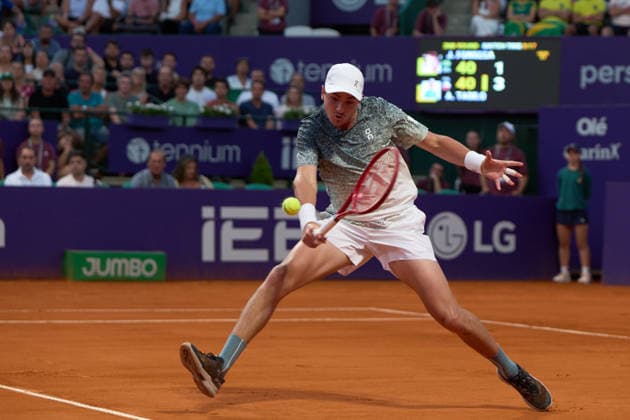 Joao Fonseca of Brazil returns a forehand to Alejandro Tabilo of Chile during the second round match of Argentina Open at Buenos Aires Lawn Tennis Club on February 11, 2026 in Buenos Aires, Argentina. (Photo by Camilla Stolen, Imago) Buenos Aires Buenos Aires Copyright: xCamillaxStolenx L1106401