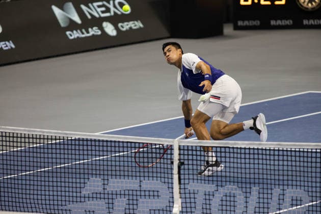 February 11, 2026, Frisco, Texas, USA: BRANDON NAKASHIMA (USA) hits the ball during a menÃ¢â‚¬â ¢s singles match at 2026 Nexo Dallas Open at The Ford Center at The Star in Frisco, Texas. Taylor Fritz defeated Brandon Nakishima, 6:3, 6:4. Frisco USA - ZUMAh193 20260211_zsp_h193_128 Copyright: xDanielxMcGregor-Huyerx
