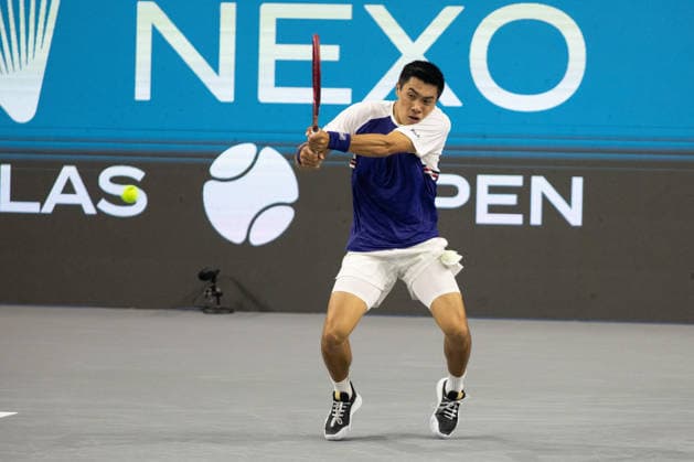 February 11, 2026, Frisco, Texas, USA: BRANDON NAKASHIMA (USA) hits the ball during a menÃ¢â‚¬â ¢s singles match at 2026 Nexo Dallas Open at The Ford Center at The Star in Frisco, Texas. Taylor Fritz defeated Brandon Nakishima, 6:3, 6:4. Frisco USA - ZUMAh193 20260211_zsp_h193_131 Copyright: xDanielxMcGregor-Huyerx
