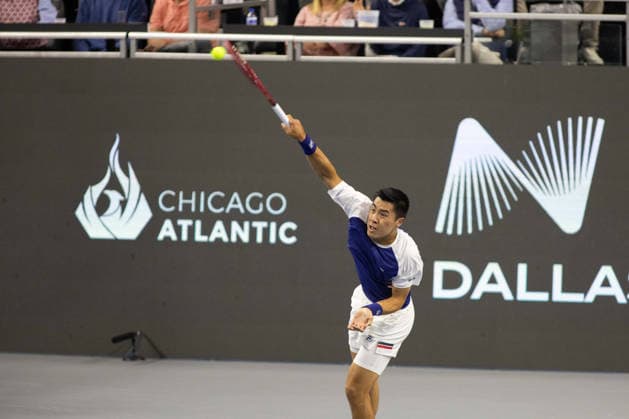 February 11, 2026, Frisco, Texas, USA: BRANDON NAKASHIMA (USA) serves during a menÃ¢â‚¬â ¢s singles match at 2026 Nexo Dallas Open at The Ford Center at The Star in Frisco, Texas. Taylor Fritz defeated Brandon Nakishima, 6:3, 6:4. Frisco USA - ZUMAh193 20260211_zsp_h193_130 Copyright: xDanielxMcGregor-Huyerx