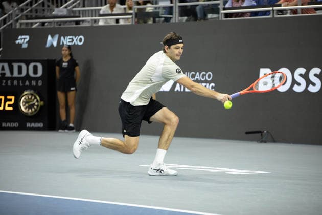 February 11, 2026, Frisco, Texas, USA: TAYLOR FRITZ (USA) hits the ball during a menÃ¢â‚¬â ¢s singles match at 2026 Nexo Dallas Open at The Ford Center at The Star in Frisco, Texas. Taylor Fritz defeated Brandon Nakishima, 6:3, 6:4. Frisco USA - ZUMAh193 20260211_zsp_h193_134 Copyright: xDanielxMcGregor-Huyerx