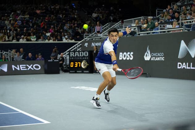 February 11, 2026, Frisco, Texas, USA: BRANDON NAKASHIMA (USA) hits the ball during a menÃ¢â‚¬â ¢s singles match at 2026 Nexo Dallas Open at The Ford Center at The Star in Frisco, Texas. Taylor Fritz defeated Brandon Nakishima, 6:3, 6:4. Frisco USA - ZUMAh193 20260211_zsp_h193_140 Copyright: xDanielxMcGregor-Huyerx