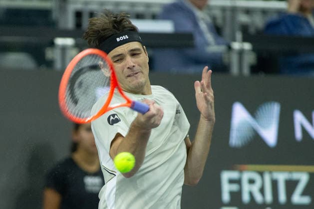 February 11, 2026, Frisco, Texas, USA: TAYLOR FRITZ (USA) hits the ball during a menÃ¢â‚¬â ¢s singles match at 2026 Nexo Dallas Open at The Ford Center at The Star in Frisco, Texas. Taylor Fritz defeated Brandon Nakishima, 6:3, 6:4. Frisco USA - ZUMAh193 20260211_zsp_h193_146 Copyright: xDanielxMcGregor-Huyerx