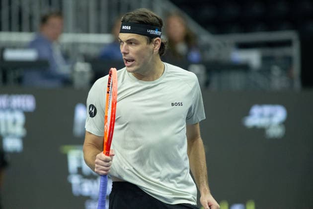 February 11, 2026, Frisco, Texas, USA: TAYLOR FRITZ (USA) reacts during a menÃ¢â‚¬â ¢s singles match at 2026 Nexo Dallas Open at The Ford Center at The Star in Frisco, Texas. Taylor Fritz defeated Brandon Nakishima, 6:3, 6:4. Frisco USA - ZUMAh193 20260211_zsp_h193_155 Copyright: xDanielxMcGregor-Huyerx