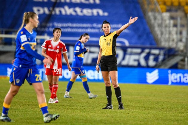 Soccer I Women I Season 2025 2026 I Bundesliga I Matchday 16 I FC Carl Zeiss Jena FC Bayern Munich I 11 02 2026 Referee Nadine Westerhoff r officiated the match Jena Ernst Abbe Sportfeld, ad hoc Arena Thüringen Germany Copyright: xLobeca InesxHähnelx