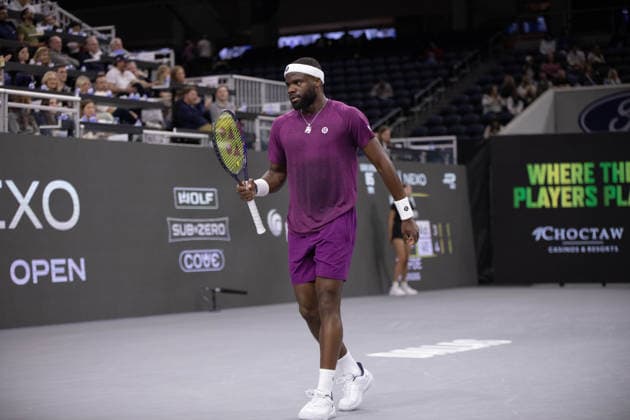 February 11, 2026, Frisco, Texas, USA: FRANCIS TIAFOE (USA) reacts during a menÃ¢â‚¬â ¢s singles match at 2026 Nexo Dallas Open at The Ford Center at The Star in Frisco, Texas. Sebastian Korda defeated Frances Tiafoe 7:5, 6:1 Frisco USA - ZUMAh193 20260211_zsp_h193_162 Copyright: xDanielxMcGregor-Huyerx