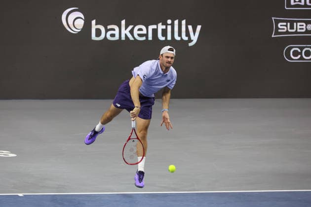 FRISCO, TX - FEBRUARY 11: Tommy Paul (USA) serves during the Nexo Dallas Open on February 11, 2026 at Ford Center at The Star in Frisco, TX. (Photo by George Walker Icon Sportswire) TENNIS: FEB 11 Dallas Open EDITORIAL USE ONLY Icon26021127