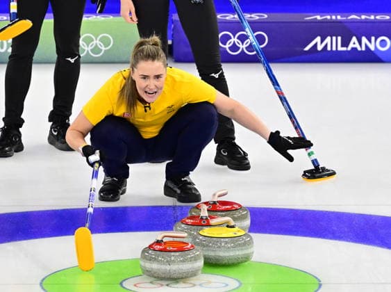 CORTINA, ITALY 20260212 Sara McManus Sweden s team Hasselborg meets Japan in the first group stage match of the Olympic curling in Cortina. *** The image is included in the SPORTS PACKAGE. For others PAYMENT IMAGE ** CORTINA ITALY x10030x *** CORTINA, ITALY 20260212 Sara McManus Sweden s team Hasselborg meets Japan in the first group stage match of the Olympic curling in Cortina The image is included in the SPORTS PACKAGE For others PAYMENT IMAGE CORTINA ITALY x10030x  Copyright: xJonasxEkströmer TTx 2026 OLYMPICS WOMEN S CURLING