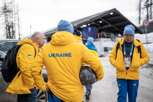 260212 Vladyslav Heraskevych of Ukraine with his helmet in the mixed zone during men™s skeleton round 1 during day 6 of the 2026 Winter Olympics on February 12, 2026 in Cortina. Photo: Jon Olav Nesvold BILDBYRAN COP 217 JE0120 skeleton Olympic Games, Olympische Spiele, Olympia, OS olympics winter olympics os ol olympiska spel vinter-os olympiske leker milano cortina 2026 milan cortina 2026 milano cortina 2026 olympic games milano cortina 2026 winter olympic games milano cortina-os milano cortina-ol vinter-ol 6 bbeng *** 260212 Vladyslav Heraskevych of Ukraine with his helmet in the mixed zone during men™s skeleton round 1 during day 6 of the 2026 Winter Olympics on February 12, 2026 in Cortina Photo Jon Olav Nesvold BILDBYRAN COP 217 JE0120 skeleton olympic games olympics winter olympics os ol olympiska spel vinter os olympiske leker milano cortina 2026 milan cortina 2026 milano cortina 2026 olympic games milano cortina 2026 winter olympic games milano cortina os milano cortina ol vinter ol 6 bbeng  Copyright: JONxOLAVxNESVOLD BB260212JE008