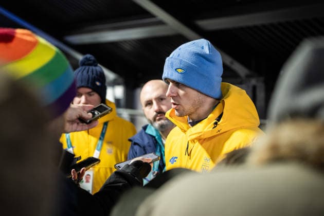 260212 Vladyslav Heraskevych of Ukraine in the mixed zone during men™s skeleton round 1 during day 6 of the 2026 Winter Olympics on February 12, 2026 in Cortina. Photo: Jon Olav Nesvold BILDBYRAN COP 217 JE0120 skeleton Olympic Games, Olympische Spiele, Olympia, OS olympics winter olympics os ol olympiska spel vinter-os olympiske leker milano cortina 2026 milan cortina 2026 milano cortina 2026 olympic games milano cortina 2026 winter olympic games milano cortina-os milano cortina-ol vinter-ol 6 bbeng *** 260212 Vladyslav Heraskevych of Ukraine in the mixed zone during men™s skeleton round 1 during day 6 of the 2026 Winter Olympics on February 12, 2026 in Cortina Photo Jon Olav Nesvold BILDBYRAN COP 217 JE0120 skeleton olympic games olympics winter olympics os ol olympiska spel vinter os olympiske leker milano cortina 2026 milan cortina 2026 milano cortina 2026 olympic games milano cortina 2026 winter olympic games milano cortina os milano cortina ol vinter ol 6 bbeng  Copyright: JONxOLAVxNESVOLD BB260212JE026