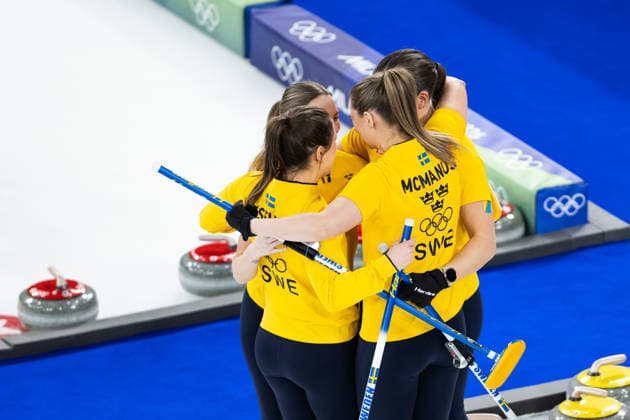 260212 Agnes Knochenhauer, Sofia Scharback, Anna Hasselborg and Sara McManus of Sweden celebrate after competing in a women s round robin curling match between Japan and Sweden during day 6 of the 2026 Winter Olympics on February 12, 2026 in Cortina. Photo: Joel Marklund BILDBYRAN kod JM JE0118 bbeng curling Olympic Games, Olympische Spiele, Olympia, OS olympics winter olympics os ol olympiska spel vinter-os olympiske leker milano cortina 2026 milan cortina 2026 milano cortina 2026 olympic games milano cortina 2026 winter olympic games milano cortina-os milano cortina-ol vinter-ol dam *** 260212 Agnes Knochenhauer, Sofia Scharback, Anna Hasselborg and Sara McManus of Sweden celebrate after competing in a women s round robin curling match between Japan and Sweden during day 6 of the 2026 Winter Olympics on February 12, 2026 in Cortina Photo Joel Marklund BILDBYRAN kod JM JE0118 bbeng curling olympic games olympics winter olympics os ol olympiska spel vinter os olympiske leker milano cortina 2026 milan cortina 2026 milano cortina 2026 olympic games milano cortina 2026 winter olympic games milano cortina os milano cortina ol vinter ol dam  Copyright: JOELxMARKLUND BB260212JM043