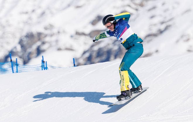 OLYMPICS - Winter Olympic Games, Olympische Spiele, Olympia, OS Milano Cortina 2026 LIVIGNO,ITALY,12.FEB.26 - OLYMPICS, SNOWBOARD - Winter Olympic Games Milano Cortina 2026, Snowboard Cross, men, qualification. Image shows Jarryd Hughes (AUS).  GEPAxpictures xHaraldxSteiner