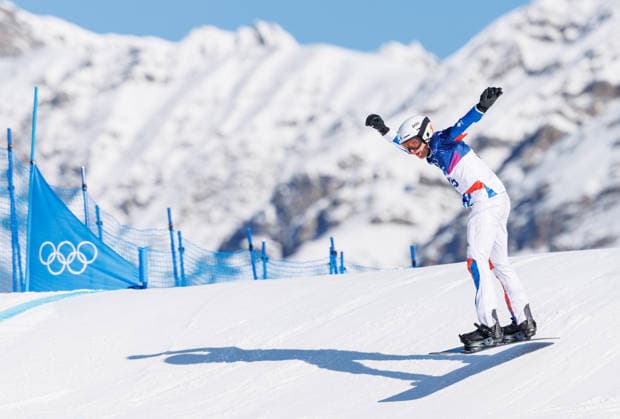 OLYMPICS - Winter Olympic Games, Olympische Spiele, Olympia, OS Milano Cortina 2026 LIVIGNO,ITALY,12.FEB.26 - OLYMPICS, SNOWBOARD - Winter Olympic Games Milano Cortina 2026, Snowboard Cross, men, qualification. Image shows Aidan Chollet (FRA).  GEPAxpictures xHaraldxSteiner