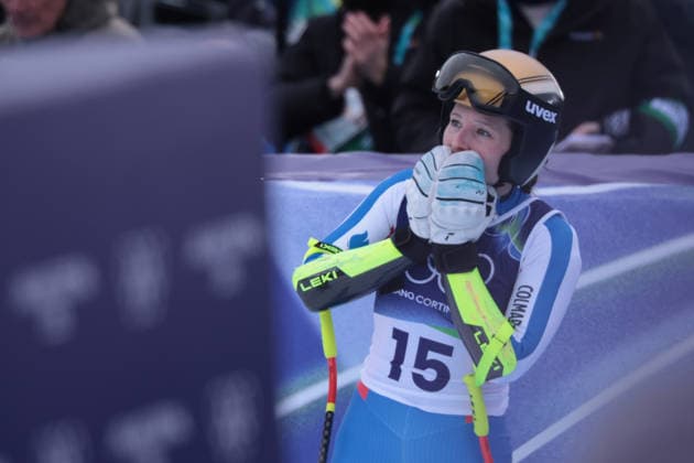 Romane Miradoli (FRA) during the Olympic Winter games, Winterspiele,Spiele, Summer games Milano-Cortina 2026, Alpine Skiing Women s Super-G on February 12, 2026 at Tofane Alpine Skiing Centre in Cortina D Ampezzo  Copyright: xLucianoxMariaxBisi IPAxSportx xipa-agency.netx xx IPA_71364300 IPA_Agency_IPA71364300
