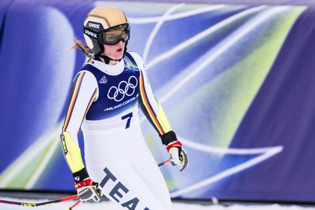 TOFANE, ITALY - FEBRUARY 12: Emma Aicher (Germany) couldnt finish her race during the Alpine Skiing Women s Super-G at the Milano Cortina 2026 Olympics at Tofane Alpine Skiing Centre on day 6 of the Milano Cortina 2026 Olympics on February 12, 2026 in Tofane, Italy. Editorial use only. Italy Copyright: xSteffiexWunderlx