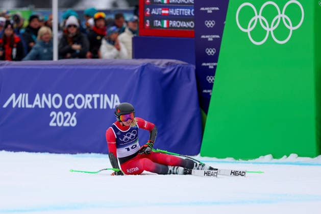 Olympische Winterspiele Milano Cortina 2026 Ski Alpin Super-G Frauen am 12.02.2026 im Tofane Alpine Skiing Centre in Cortina d™Ampezzo Cornelia Hütter ( Österreich ) *** Olympic Winter Games Milano Cortina 2026 Alpine Skiing Super G Women on 12 02 2026 at the Tofane Alpine Skiing Center in Cortina d™Ampezzo Cornelia Hütter Austria xMSx