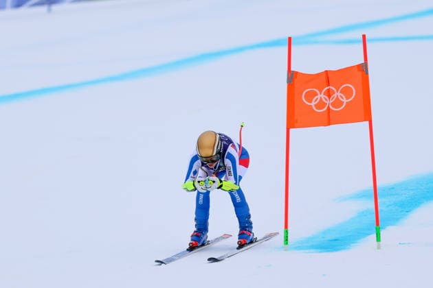 Olympische Winterspiele Milano Cortina 2026 Ski Alpin Super-G Frauen am 12.02.2026 im Tofane Alpine Skiing Centre in Cortina d™Ampezzo Romane Miradoli ( Frankreich ) *** Olympic Winter Games Milano Cortina 2026 Alpine Skiing Super G Women on 12 02 2026 at the Tofane Alpine Skiing Center in Cortina d™Ampezzo Romane Miradoli France xMSx