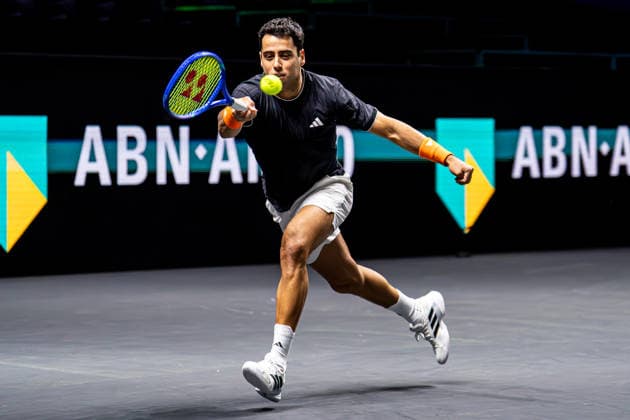 2026-02-12 ABN AMRO Open - Day Four ROTTERDAM, NETHERLANDS - FEBRUARY 12: Jaume Munar competing during Day Four of the ABN AMRO Open at Rotterdam Ahoy on February 12, 2026 in Rotterdam, Netherlands. (Photo by Gabriel Calvino Alonso BSR Agency) Rotterdam Netherlands Content not available for redistribution in The Netherlands directly or indirectly through any third parties. Copyright: xBSRxAgencyx