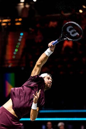 2026-02-12 ABN AMRO Open - Day Four ROTTERDAM, NETHERLANDS - FEBRUARY 12: Karen Khachanov competing during Day Four of the ABN AMRO Open at Rotterdam Ahoy on February 12, 2026 in Rotterdam, Netherlands. (Photo by Gabriel Calvino Alonso BSR Agency) Rotterdam Netherlands Content not available for redistribution in The Netherlands directly or indirectly through any third parties. Copyright: xBSRxAgencyx