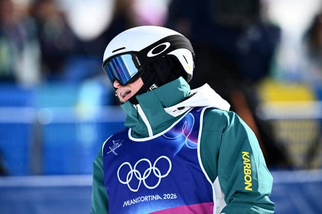 2026 WINTER Olympic Games, Olympische Spiele, Olympia, OS Jackson Harvey of Australia reacts following his first run during the Freestyle Skiing Men s Moguls finals at Livigno Snow Park on day 7 of the 2026 Milano Cortina Winter Olympic Games in Italy, Thursday, February 12, 2026. ( NO ARCHIVING, EDITORIAL USE ONLY MILANO LOMBARDY ITALY  Copyright: xDANxHIMBRECHTSx 20260212150264006510