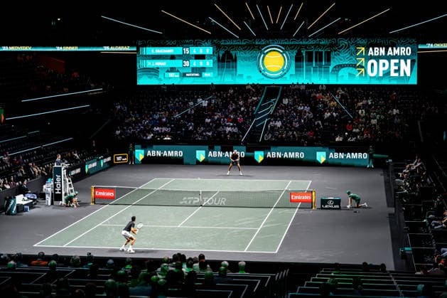 2026-02-12 ABN AMRO Open - Day Four ROTTERDAM, NETHERLANDS - FEBRUARY 12: Jaume Munar, Karen Khachanov competing during Day Four of the ABN AMRO Open at Rotterdam Ahoy on February 12, 2026 in Rotterdam, Netherlands. (Photo by Gabriel Calvino Alonso BSR Agency) Rotterdam Netherlands Content not available for redistribution in The Netherlands directly or indirectly through any third parties. Copyright: xBSRxAgencyx