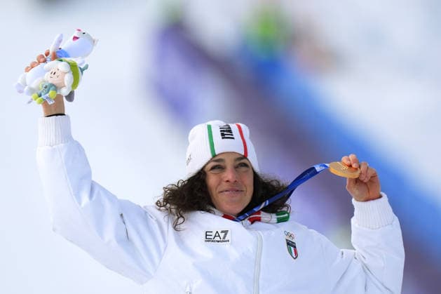 Federica Brignore gold medal during the awards ceremony for the women s super-G alpine skiing event at the 2026 Winter Olympics, in Cortina d Ampezzo, Italy, Thursday, February 12, 2026. (Photo Spada LaPresse)  Copyright: xSpada LaPressex