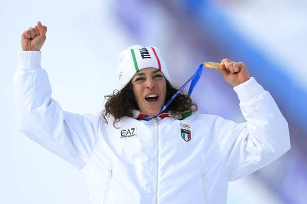 Federica Brignore gold medal during the awards ceremony for the women s super-G alpine skiing event at the 2026 Winter Olympics, in Cortina d Ampezzo, Italy, Thursday, February 12, 2026. (Photo Spada LaPresse)  Copyright: xSpada LaPressex