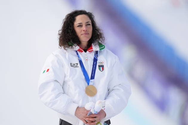 Federica Brignore gold medal during the awards ceremony for the women s super-G alpine skiing event at the 2026 Winter Olympics, in Cortina d Ampezzo, Italy, Thursday, February 12, 2026. (Photo Spada LaPresse)  Copyright: xSpada LaPressex