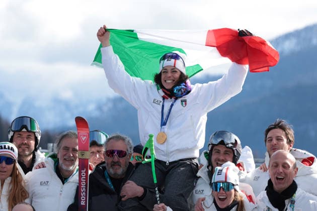 Gold medal for Federica Brignone (ITA) during the Olympic Winter games, Winterspiele,Spiele, Summer games Milano-Cortina 2026, Alpine Skiing Women s Super-G on February 12, 2026 at Tofane Alpine Skiing Centre in Cortina D Ampezzo  Copyright: xLucianoxMariaxBisi IPAxSportx xipa-agency.netx xx IPA_71369094 IPA_Agency_IPA71369094