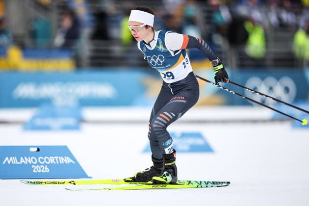 ITALY, TESERO - FEBRUARY 12, 2026: AIN athlete Dariya Nepryaeva from Russia competes in the women s 10km interval start free race at Tesero Cross-Country Stadium during the 2026 Winter Olympic Games, Olympische Spiele, Olympia, OS Peter Kovalev TASS  88579718