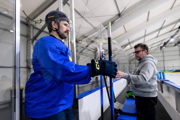 260212 at an Ice hockey, Eishockey practice session during day 6 of the 2026 Winter Olympics on February 12, 2026 in Milan. Photo: Carl Sandin BILDBYRAN kod CS CS0873 ishockey, ice hockey Olympic Games, Olympische Spiele, Olympia, OS olympics, winter olympics, o *** 260212 at an ice hockey practice session during day 6 of the 2026 Winter Olympics on February 12, 2026 in Milan Photo Carl Sandin BILDBYRAN kod CS CS0873 ishockey, ice hockey,olympic games, olympics, winter olympics, o  Copyright: CARLxSANDIN BB260212CS049