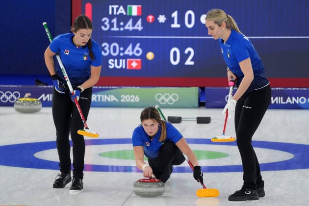 Pn Cortina d™Ampezzo 12 02 2026 - Olimpiadi Milano Cortina 2026 Curling Italia-Svizzera foto Image nella foto: Giulia Zardini Lacedelli-Marta Lo Deserto-Elena Mathis 