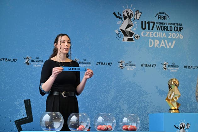 Drawing of groups for the FIBA U17, U 17 Women s Basketball World Cup, which will take place in Brno this summer, February 12, 2026, Brno. Pictured is player Anezka Kopecka during the team draw. (CTKxPhoto VaclavxSalek) CTKPhotoP2026021206051  CTKPhotoP2026021206051