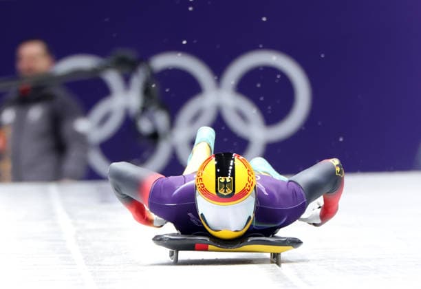 (260212) -- CORTINA D AMPEZZO, Feb. 12, 2026 -- Christopher Grotheer of Germany during the skeleton men heat at the 2026 Milan-Cortina Winter Olympics in Cortina D Ampezzo, Italy, Feb. 12, 2026. ) (MICO2026)ITALY-CORTINA D AMPEZZO-OLYMPIC Winter games, Winterspiele,Spiele, Summer games SKELETON MEN-HEAT DingxXu 
