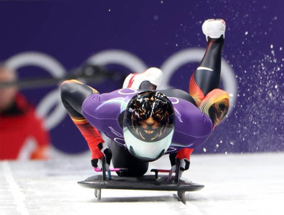 (260212) -- CORTINA D AMPEZZO, Feb. 12, 2026 -- Lin Qinwen of China competes during the skeleton men heat at the 2026 Milan-Cortina Winter Olympics in Cortina D Ampezzo, Italy, Feb. 12, 2026. ) (MICO2026)ITALY-CORTINA D AMPEZZO-OLYMPIC Winter games, Winterspiele,Spiele, Summer games SKELETON MEN-HEAT DingxXu 