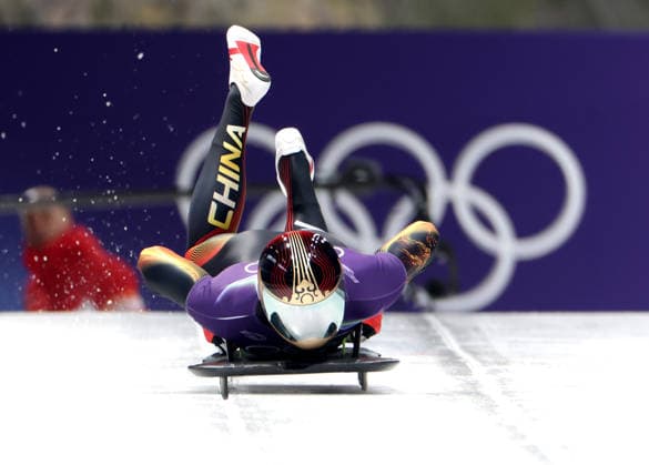 (260212) -- CORTINA D AMPEZZO, Feb. 12, 2026 -- Chen Wenhao of China competes during the skeleton men heat at the 2026 Milan-Cortina Winter Olympics in Cortina D Ampezzo, Italy, Feb. 12, 2026. ) (MICO2026)ITALY-CORTINA D AMPEZZO-OLYMPIC Winter games, Winterspiele,Spiele, Summer games SKELETON MEN-HEAT DingxXu 