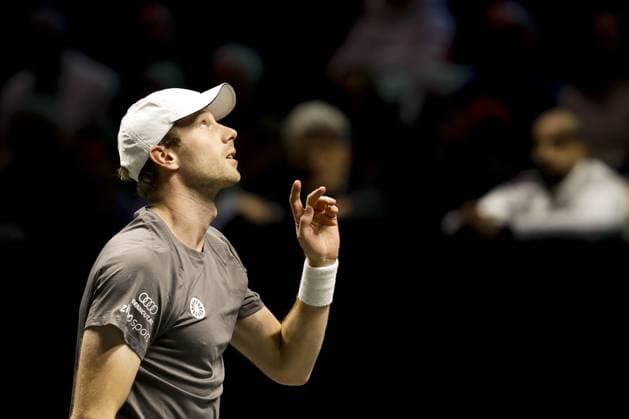 ROTTERDAM - Botic van de Zandschulp (Netherlands) in action against Stefanos Tsitsipas (Greece) on the fourth day of the ABN AMRO tennis tournament in Ahoy Rotterdam. BAS CZERWINSKI ANP xVIxANPxSportx xxANPxIVx 550454569 originalFilename: 550454569.jpg
