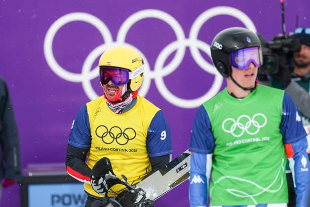 OLYMPICS - Winter Olympic Games, Olympische Spiele, Olympia, OS Milano Cortina 2026 LIVIGNO,ITALY,12.FEB.26 - OLYMPICS, SNOWBOARD - Winter Olympic Games Milano Cortina 2026, Snowboard Cross, men, semifinal. Image shows Jakob Dusek (AUT).  GEPAxpictures xHaraldxSteiner