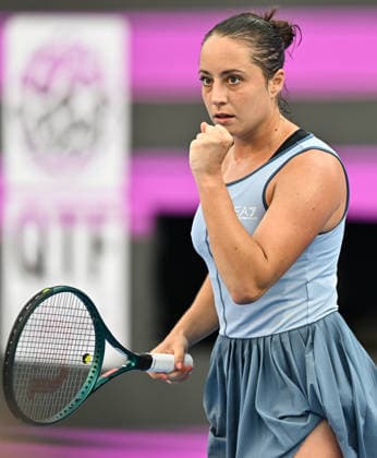 WTA, Tennis Damen QATAR OPEN 2026-QUARTERFINAL Elisabetta Cocciaretto of Italy competes in her quarterfinal match against Jelena Ostapenko of Latvia during the WTA Qatar TotalEnergies Open 2026 tennis tournament at the Khalifa International Tennis Complex in Doha, Qatar, on February 12, 2026. ¨ DOHA Qatar Copyright: xNOUSHADx